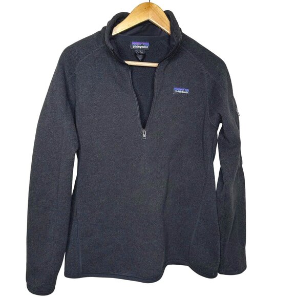 PATAGONIA Better Sweater Active 1/4 Zip Fleece Pullover Men L Black Sleeve Pocke - Picture 1 of 7